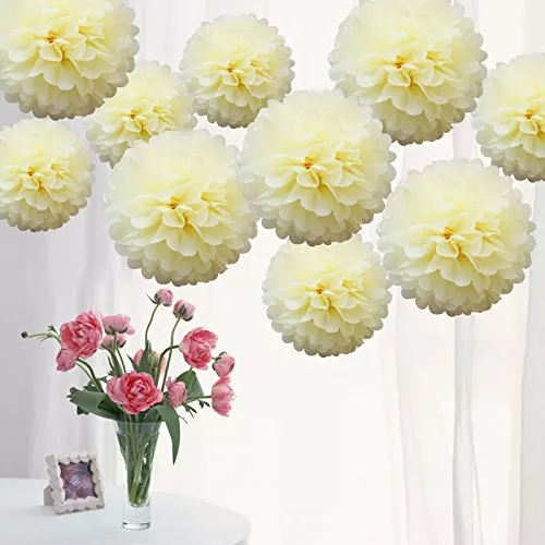 20 Stck. Stoff Papier Bommel Bommel 16 Zoll für Geburtstag & Party Dekorationen-Elfenbein