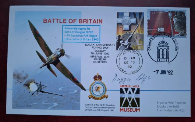 Battle Of Britain Douglas G Clift Signed First Day Cover FDC RAF Pilot