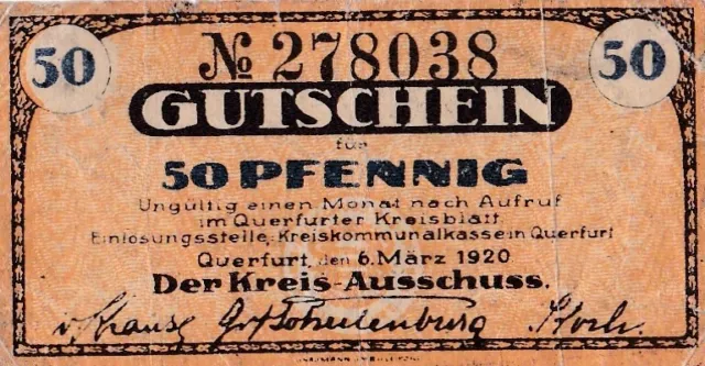 Querfurt, Kreis-Ausschuss : 50 Pfennig  6.3.1920