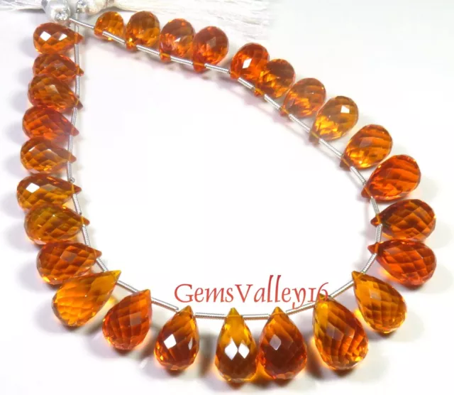 Orange Fanta Farbe Hydro Quarz Glas Facettiert Tropfen Perlen 10-16mm GV-2354