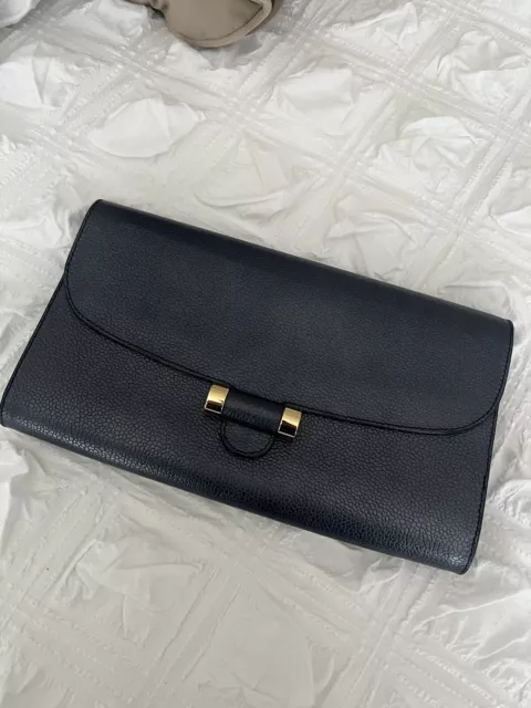 Authentic YVES SAINT LAURENT Muse Clutch In Metallic Blue