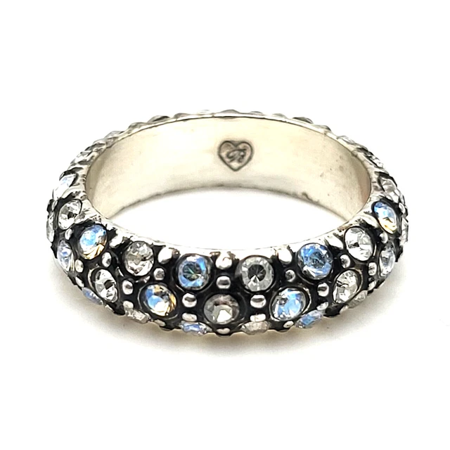 Retired BRIGHTON RING Voyage White Clear SWAROVSKI Crystal Band - Size 7 Rare!