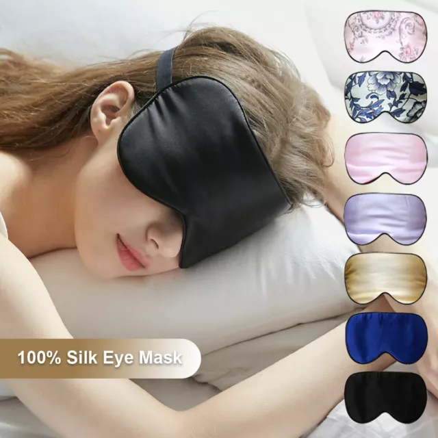 100% Pure Mulberry Silk Sleeping Sleep Eye Mask Blindfold Lights Out Travel AU