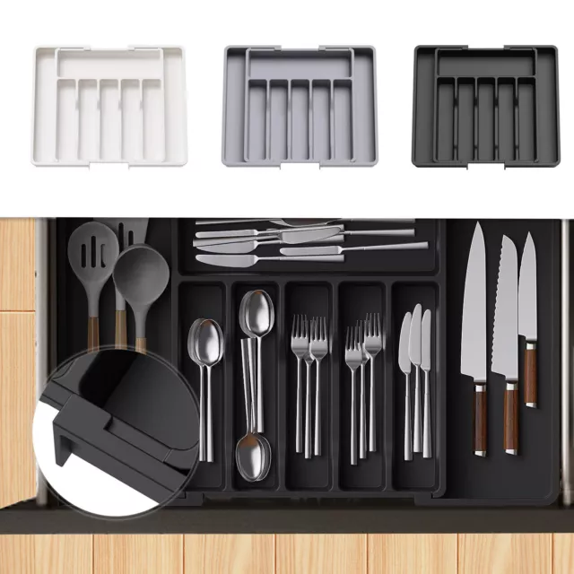 Silverware Drawer Organizer, Expandable Utensil Tray for Kitchen, Cutlery Holder