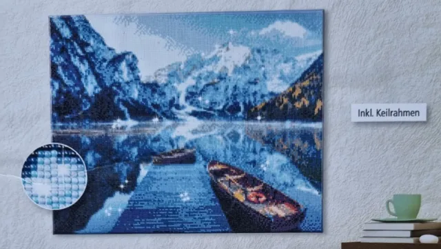 Diamond Painting Komplett Set Bergsee See  Berge  Set mit Keilrahmen  50 x 40 cm