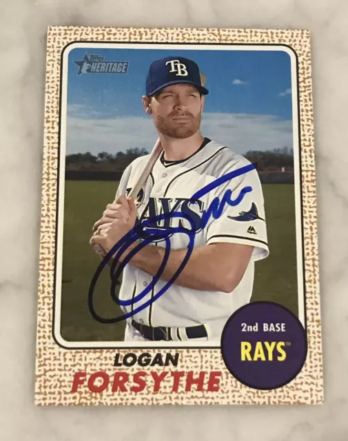 2017 Topps Heritage Logan Forsythe Signed Autographed Card Tampa Bay Rays #14
