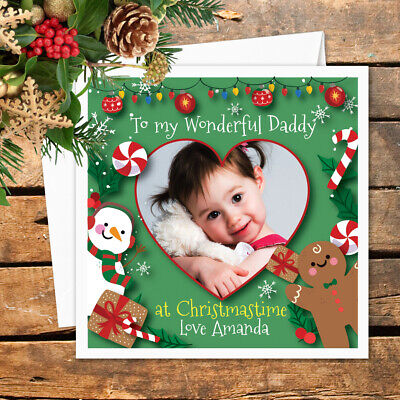 Natale Personalizzata Foto cartolina PAPA 'PAPA' patrigno Bambini Kids BEST LOVE YOU
