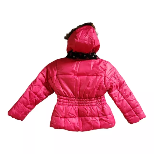 R1881 Rothschild Little Girls Pink Faux Fur Hooded Puffer Jacket w/Scarf Size 2T 3