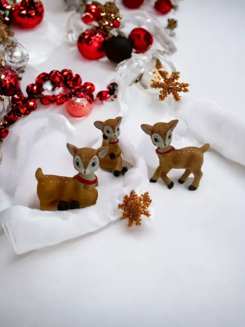 Vintage Homco Deer Lot of 3 Reindeer Figurines Christmas Bisque Porcelain 5606