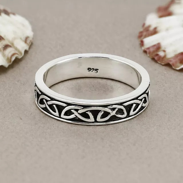 Celtic Band Ring, 925 Sterling Silver Ring, Thumb Band, Knot Ring, Eternity Ring