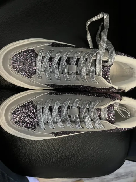 Girls Marks And Spencer  Glitter Sparkle High Top Trainers Size 4 EU 37 NEW