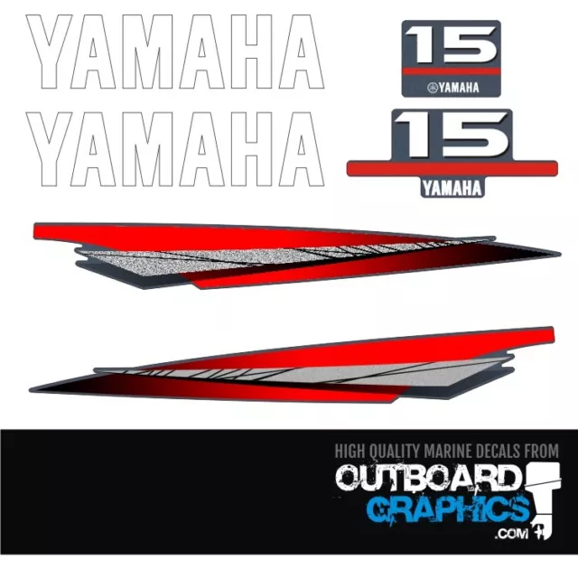 Yamaha 15hp 2 stroke outboard engine decals/sticker kit