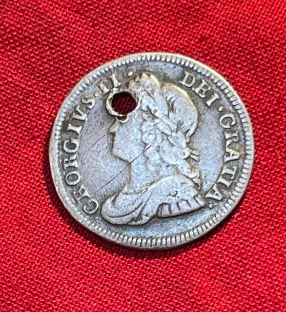 1740 King George II Silver Maundy 4 Pence, Groat Historic Colonial Coinage Holed