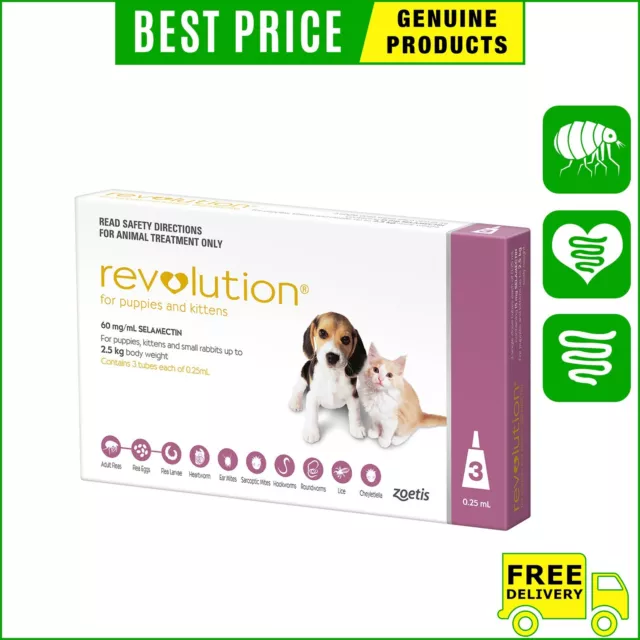 Revolution 3 Pipettes For Puppies & Kittens upto 2.5Kg (Pink)