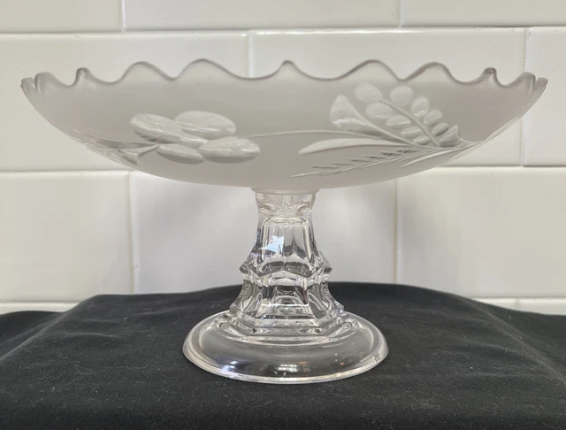 Antique Flint Glass EAPG Sandwich Pittsburgh Glass Wheel Cut Compote 1800s