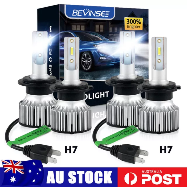 4x H7 LED Headlight Globes White High Beam Low Beam Bulbs 120W 12000LM 6000K Set