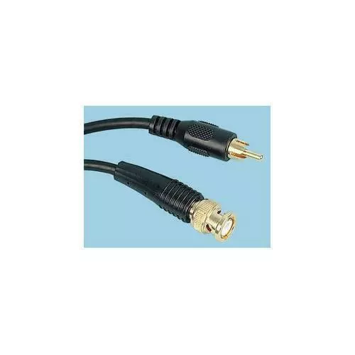 BNC Male To Phono RCA Male Plug 1m Lead Gold Plated Black Pro Signal CCTV TV