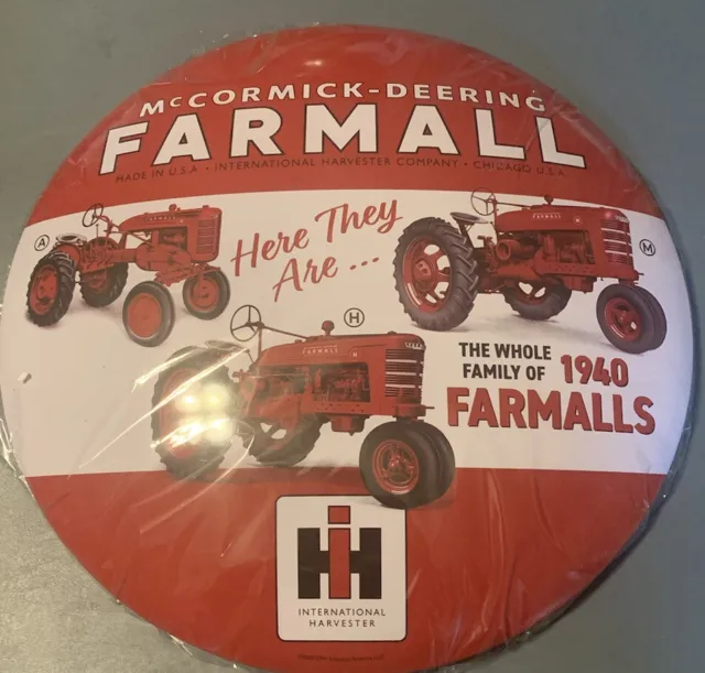 Farmall Tractor Button Tin Sign 16"