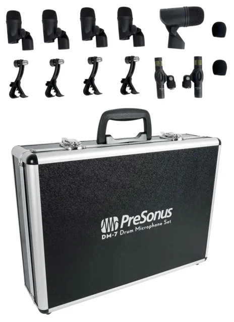 PRESONUS DM-7 Seven-Piece Drum Microphone Kit 7 Drum Mics w/ Case