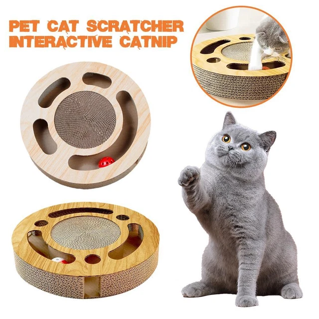 Pet Cat Scratcher Interactive Catnip Toys Kitten Scratching Cardboard Ball✨ P4A9
