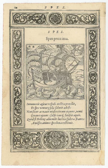 UNTER SEGELN, 2 Or. Holzschnitte, Alciato / Jörg Breu, Hans Schäufelin 1551