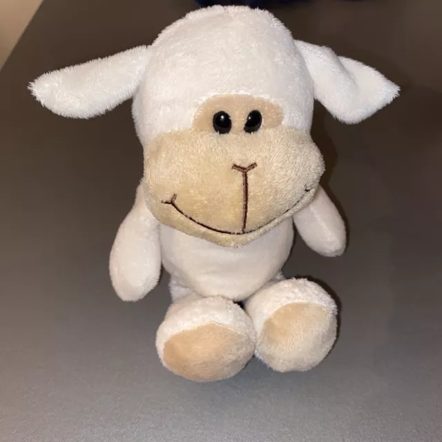 DOUDOU PELUCHE KINDER MOUTON BLANC ECRU BEIGE MARRON 26cm