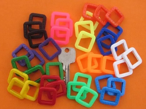 Schlüsselkennring Schlüsselkappen eckig Kunststoff Schlüsselanhänger 50  Stück!