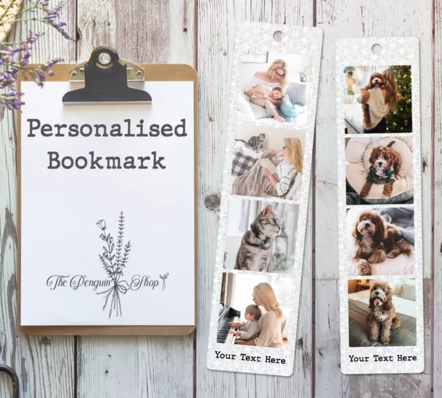 Personalisierte Fotos Lesezeichen Collage Text mit Quaste Geschenk Vater Mutter Freunde