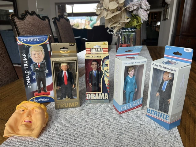 Lot of Political Action Figures-Trump,Hillary,Bernie,Obama FCTRY
