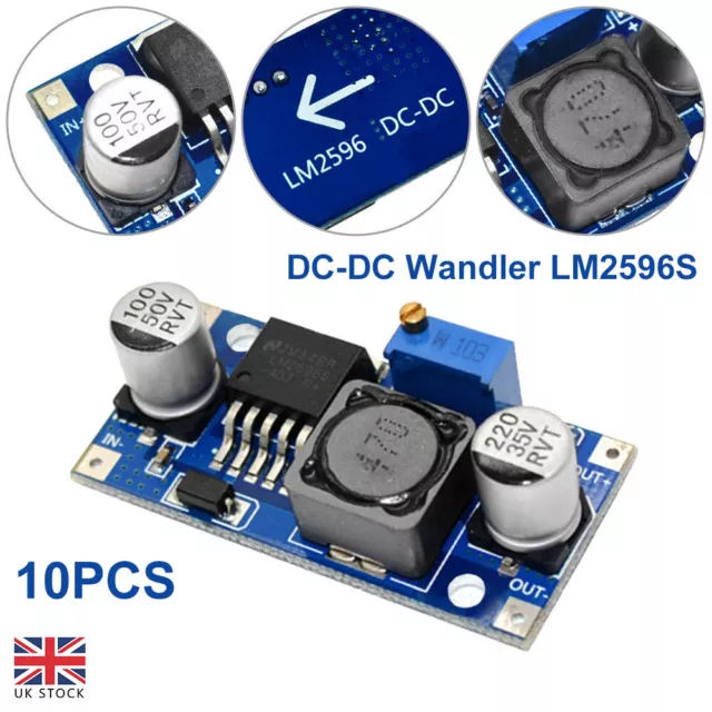 10Pcs LM2596 DC-DC Buck Converter Step Down Adjustable Power Supply Module UK