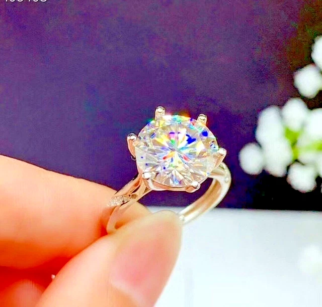 2Ct Round Good Cut Moissanite Solitaire Engagement Ring In 14K White Gold Plated