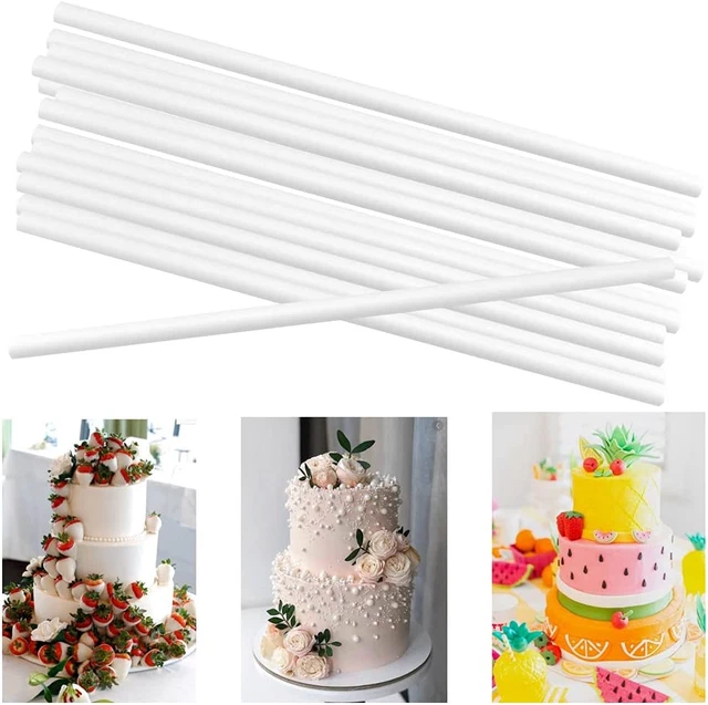 Varillas de toalla para pastel QUCUMER 24 piezas, toalla de plástico para pastel blanco hueco para