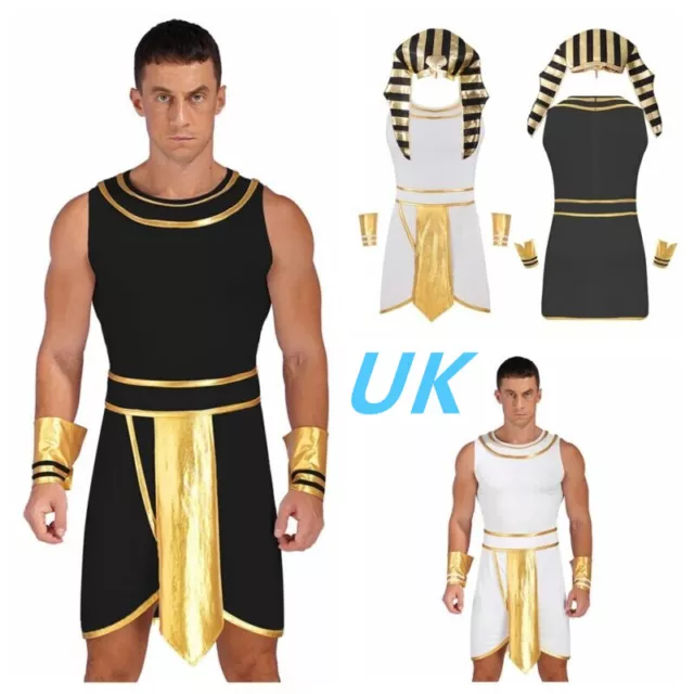 Mens Egyptian Pharaoh Cosplay Costume Halloween Egypt King Dress-up Outfit