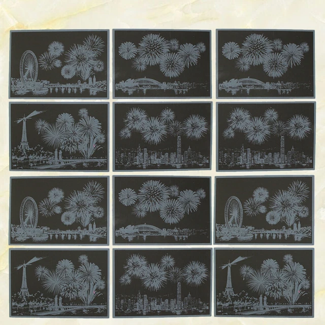12 piezas negro Scratch Paper Scratch Picture