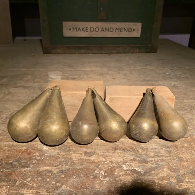 Reclaimed Solid Brass Pair Of Clock Weights French Pear Shape Heavy