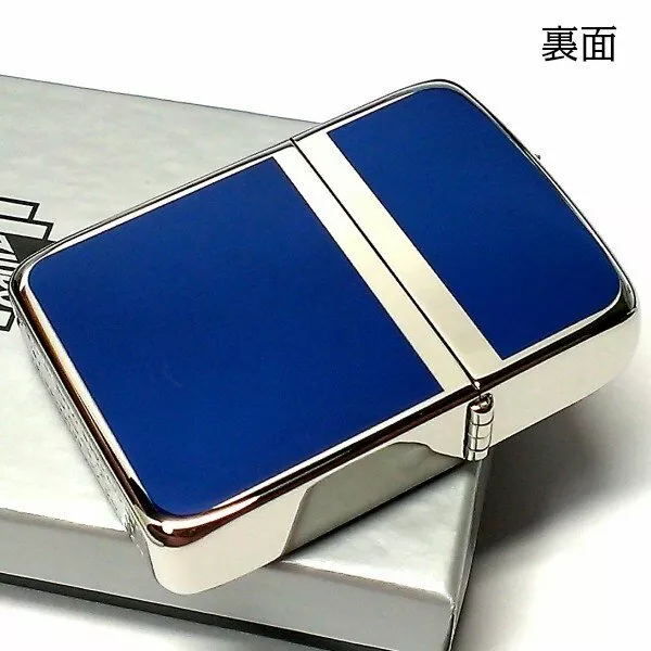 Zippo 1941 Reprint Replica Silver Blue Double Sided Printing Oil Lighter Japan 3