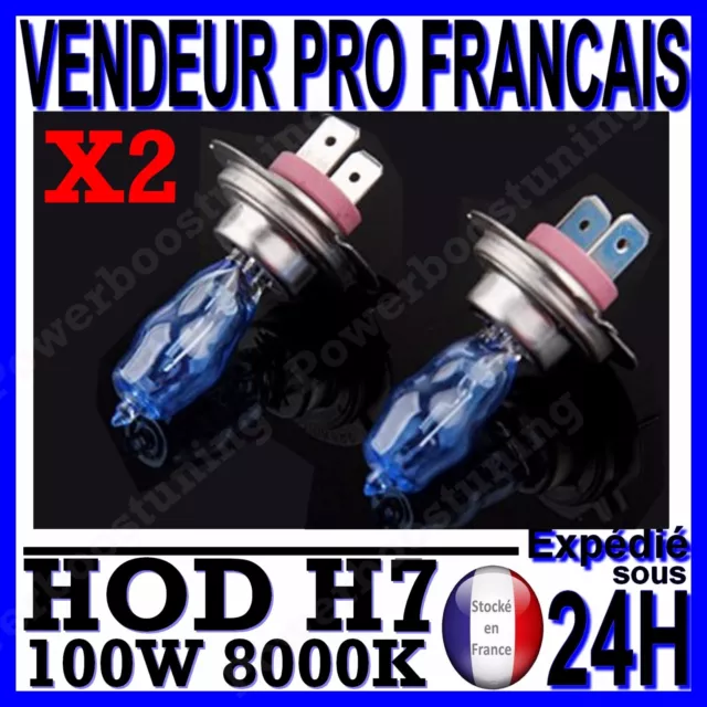 Lot 2 Ampoule Plasma Hod H7 100W Lampe Halogene Effet Xenon Gaz Blanche 8000K 12