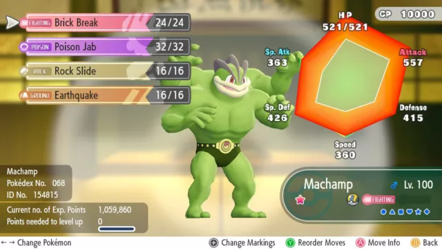 Pokemon Let’s Go Pikachu/Eevee 6IV Max AV Shiny Machamp