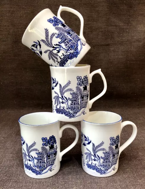 2 Pair of Vintage Blue & White Bone China Mugs