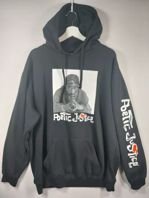 Poetic Justice Tupac 2pac Black Hoodie Men's XL Hip-Hop Longsleeve Sweatshirt