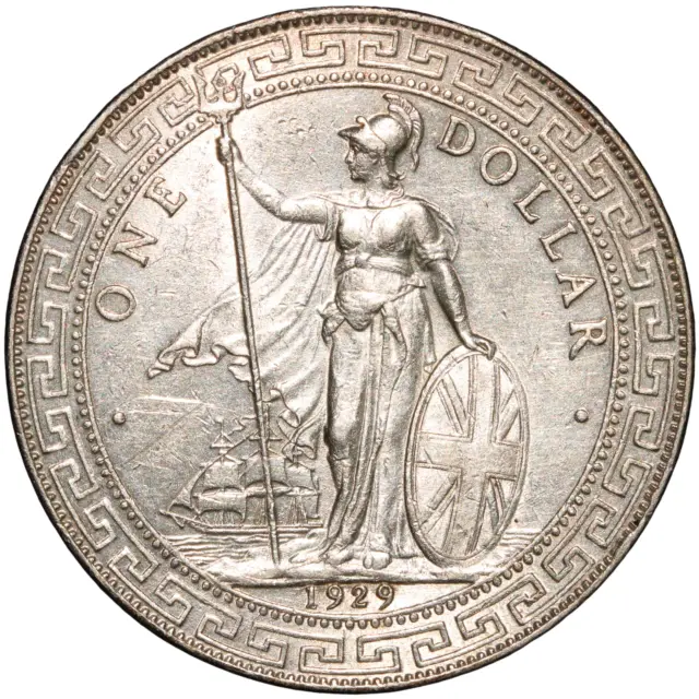 1929 B Great Britain Silver Trade 1 Dollar Coin