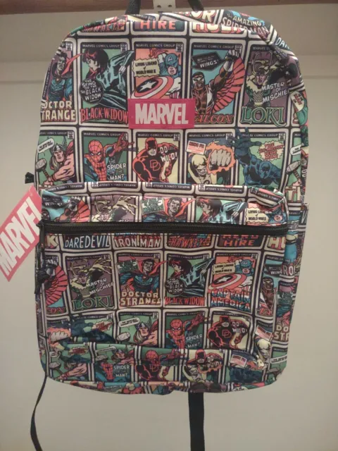 Bioworld Marvel Comics Avengers Comic Print 16" Backpack Brand New Book Bag Nwt