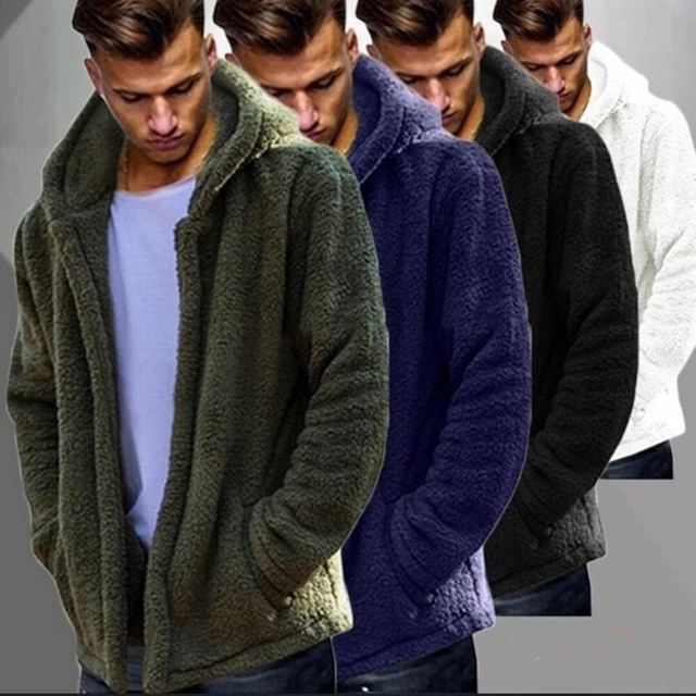 Mens Thick Warm Fleece Lined Hooded Hoodie Winter Zip Up Coat Jacket Sweatshirt