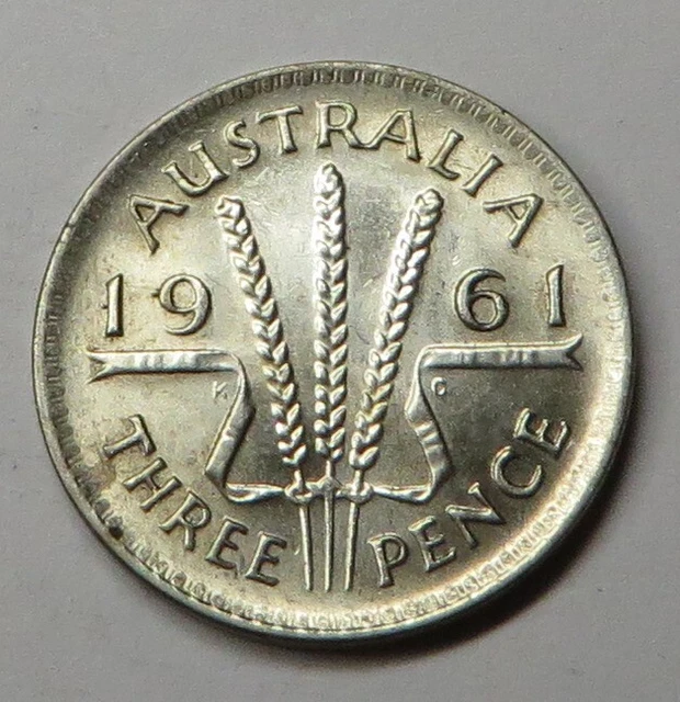 Australia Threepence 1961(m) Silver KM#57 UNC