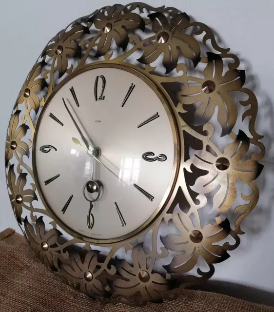 Vintage Metamec Electric Wall Clock, Floral, Good Condition.