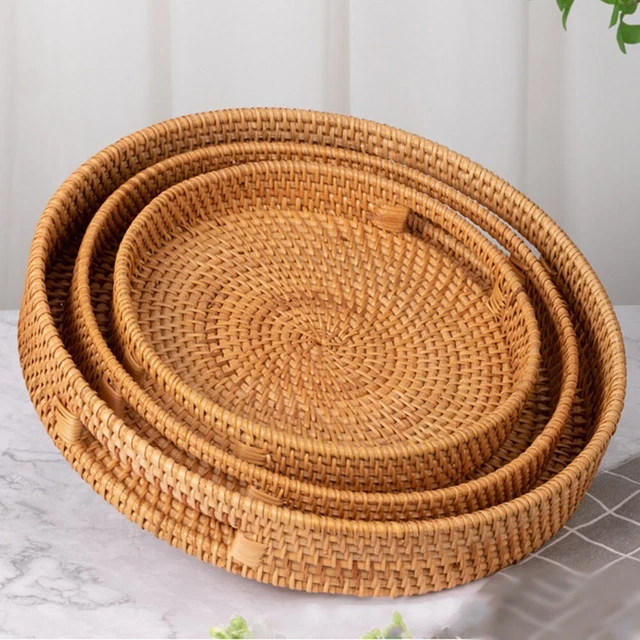 Set De 3 Paniers Ronds En Osier Motif Ethnique Noir -pegane- - Conforama