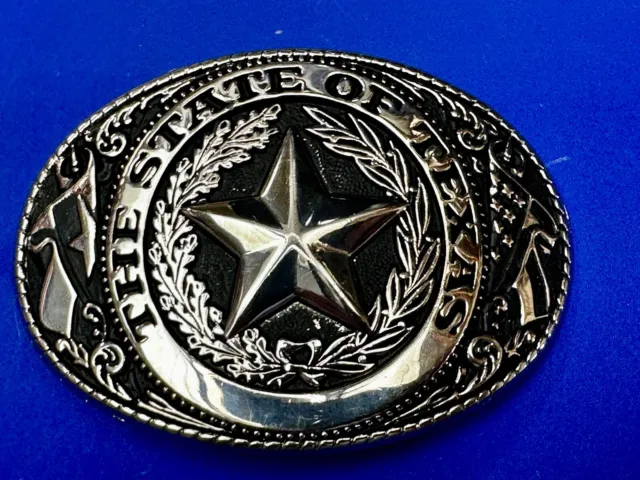 The Great State of Texas TX - Lone Star State Vintage Silver Tone Belt Buckle