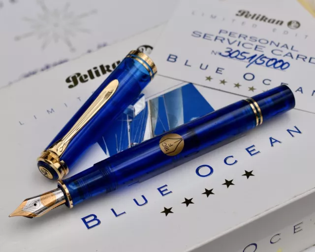 PELIKAN M800 Blue Ocean Limited Edition 5000 Fountain Pen F w/ PF Imprint