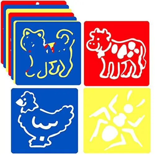 24 Pcs Drawing Stencils for Kids Gift, 6 Inch Reusable Animal Stencil Set
