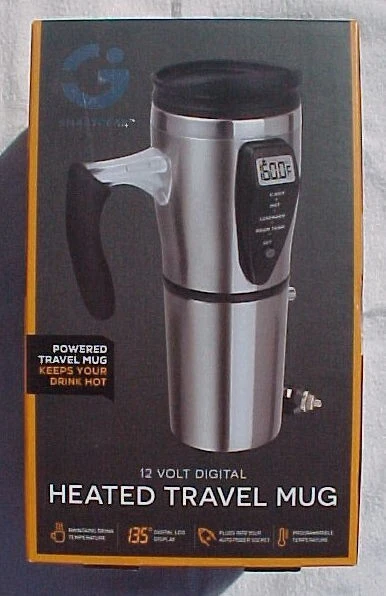 Smartgear 12V Digital Heated Travel Mug Insulated Stainless Steel NEW NIB